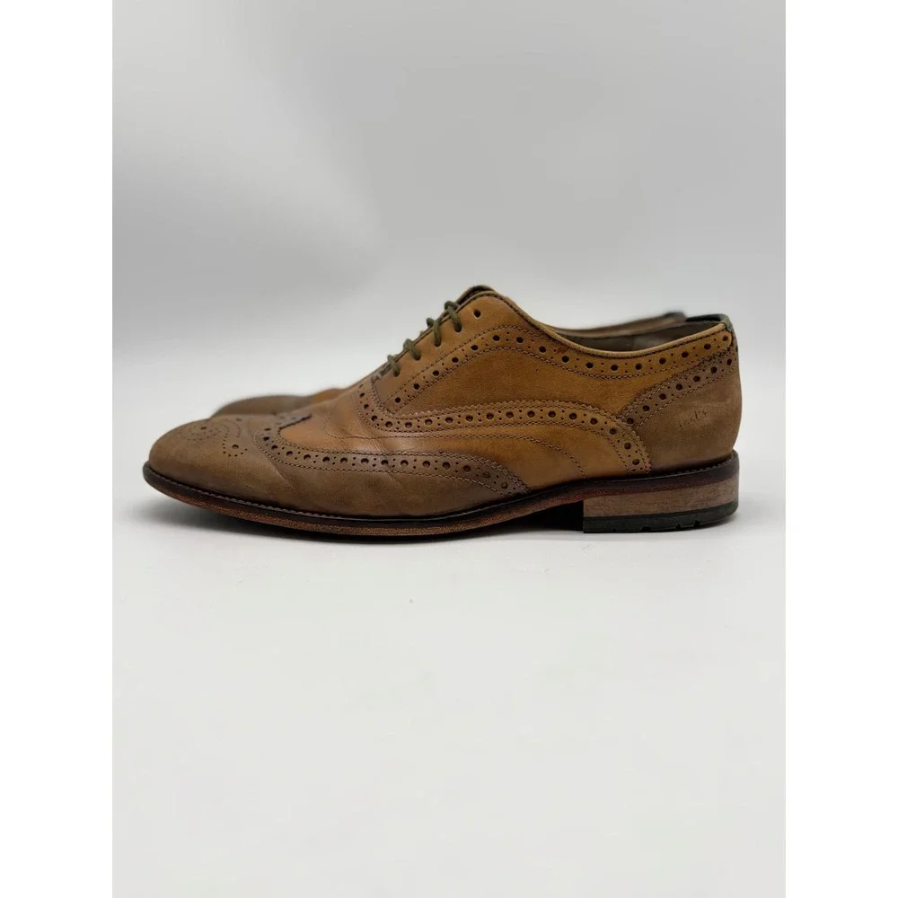 Clarks 1825 Mens Tan Leather Wingtip Brogue Oxford Dress Shoes 9 26109774